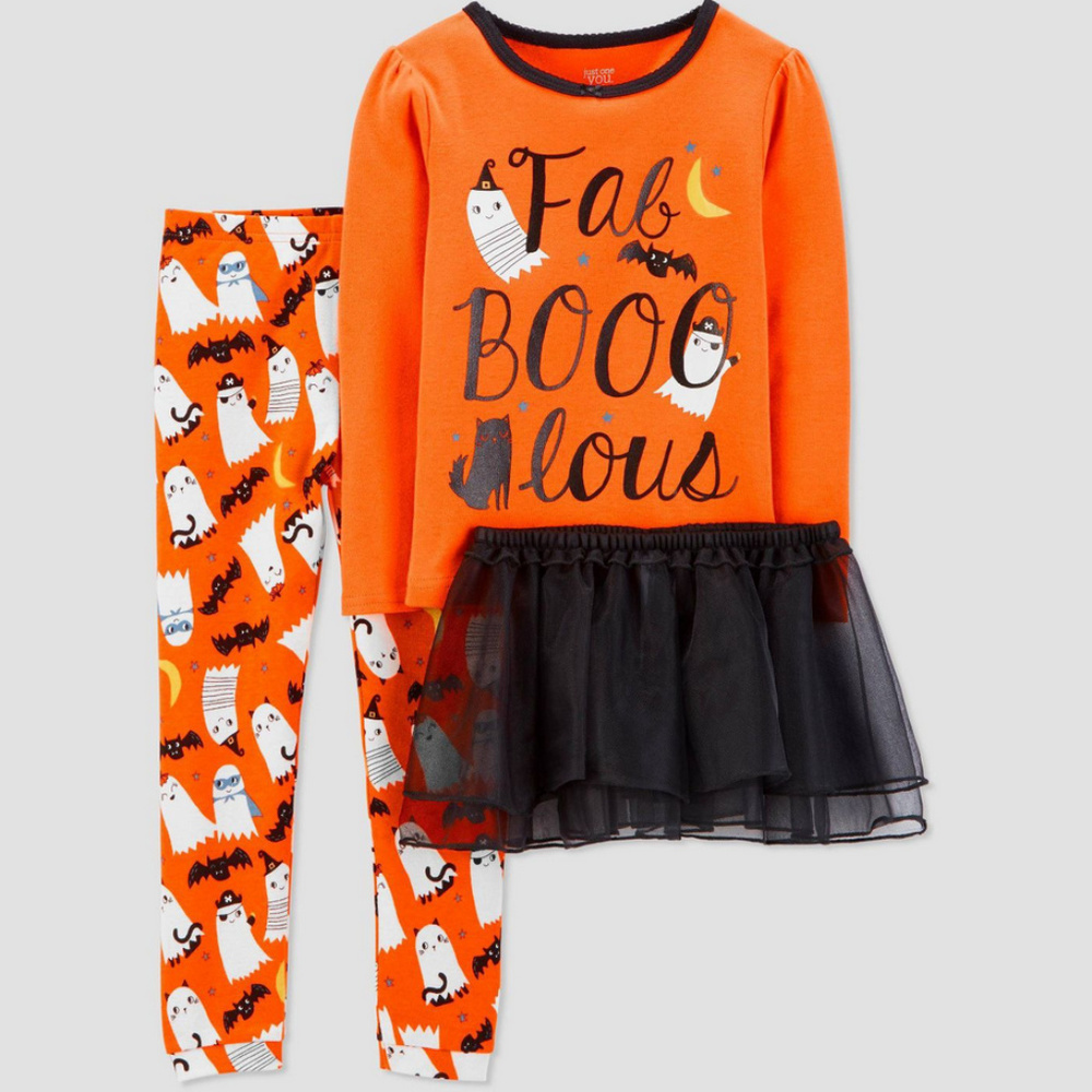 Carter’s Baby Girl Halloween 3-Piece Set Tutu Tee Leggings Outfit Fall Orange